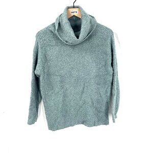 New Catherine Malandrino cowl neck pullover alpaca blend sweater blue stretch XS